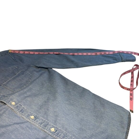 FRAME Long Sleeve Button Down Denim Shirt Blue Size Medium - Picture 8 of 10
